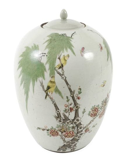 Famille rose lidded vase
19th century, with remnan