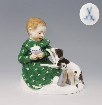 Meissen, figurine Art nouveau « Enfant avec un chi