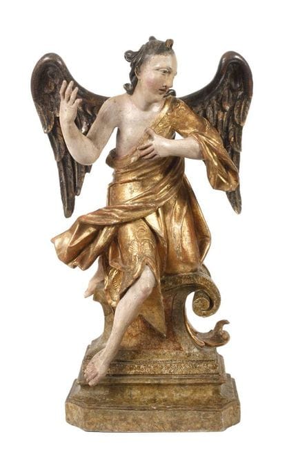 Carved Baroque angel 
18th century, carved from ha