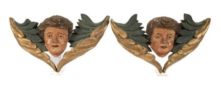 Pair of Baroque angel heads
18th century, carved w