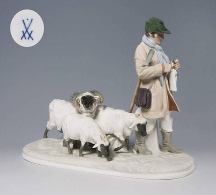 Meissen, grand groupe de bergers de style Art nouv