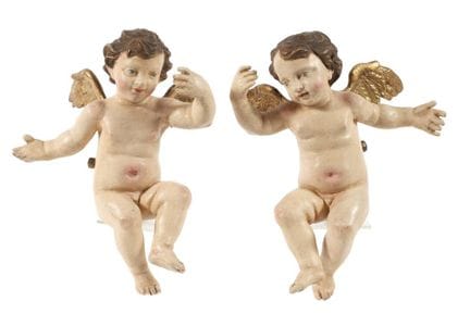 Paire d'anges en vol
XVIIIe siècle, bois sculpté, 