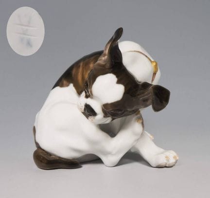 Meissen, figurine d'animal Art nouveau « Bouledogu