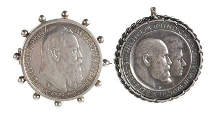 Deux pièces d'argent de l'Empire allemand :
3 mark