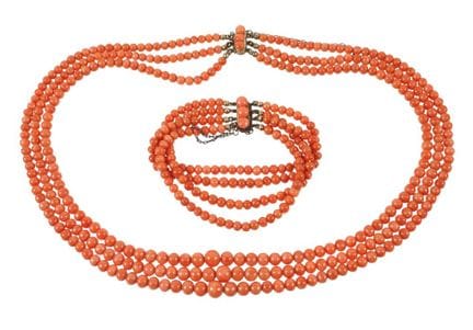 Pulsera y collar de coral
Finales del siglo XIX, c