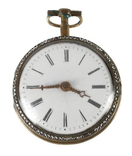 Montre de poche à fût avec décor en émail
probable