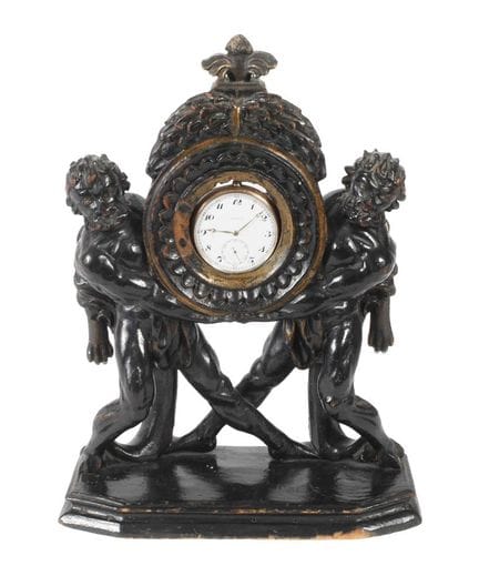 Soporte tallado para reloj
alemán, hacia 1780, Mad