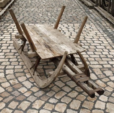 Großer Transportschlitten
19. Jh., Eiche massiv un