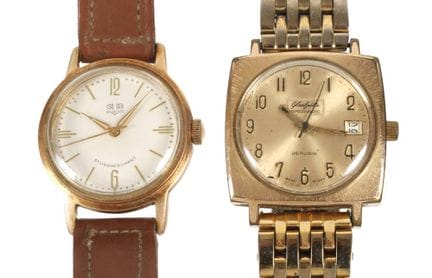 Dos relojes de pulsera Glashütte
RDA, años 1950-19