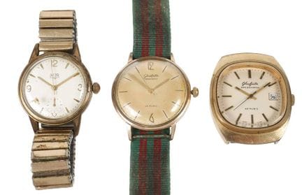 Tres relojes de hombre Glashütte
RDA, años 1960-70