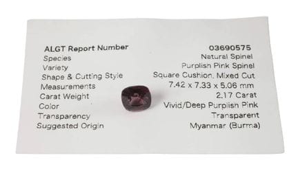 Espinela rosa 
Procedencia: Birmania, 2,17 ct, dim