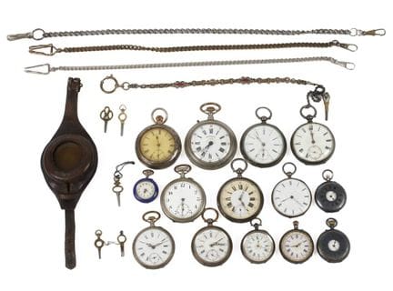 Lot de montres de poche
vers 1880-1910, dont six m