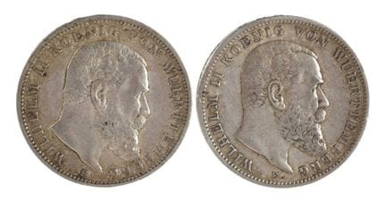 Deux pièces d'argent du Wurtemberg
deux exemplaire
