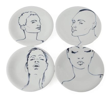 Otto Drögsler, 
quatre assiettes murales « Faces »
