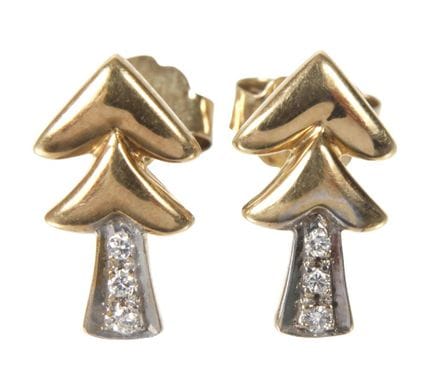 Par de pendientes de botón con diamantes
de época 
