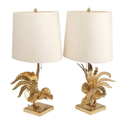 Paar Salonlampen
1970er Jahre, Messing massiv, ver