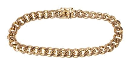 Pulsera tipo blindada 
Finales del siglo XX, oro a