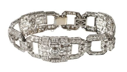 Pulsera de diamantes de platino, estilo Art Déco 

