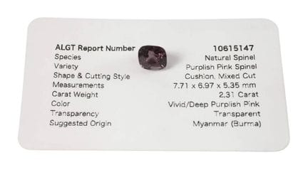 Espinela rosa
Procedencia: Birmania, 2,31 ct, dime