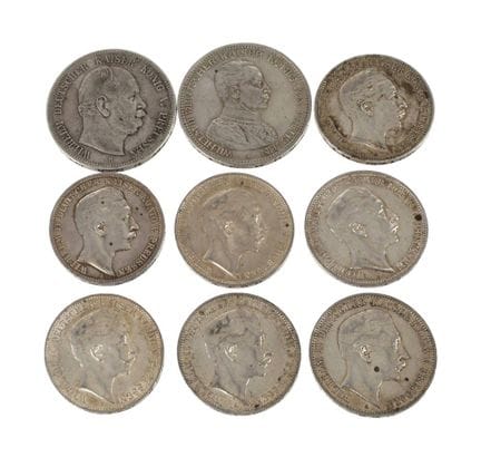 Lot de pièces d'argent de Prusse
dont une pièce de