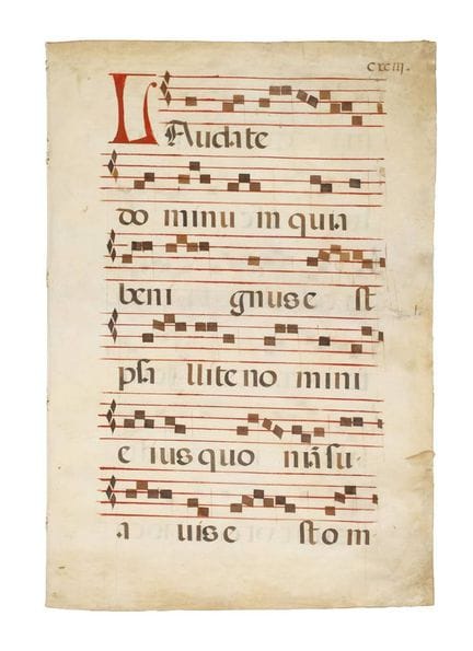 Foglio di antifonario a doppia pagina
XVII secolo,