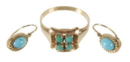Anillo y pendientes de mujer con turquesas
A media
