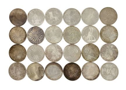 Lot de 10 pièces commémoratives en argent de 10 DM