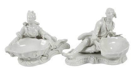 Paire de coupelles à épices figuratives de Meissen