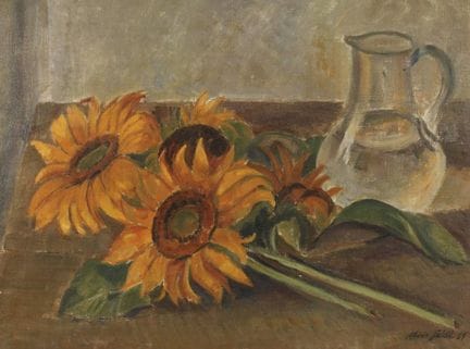 Alois Seidl, Natura morta con girasoli
su un tavol