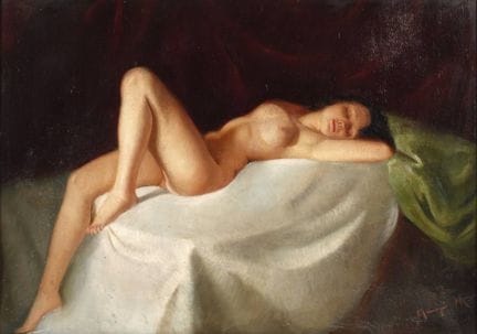 Nudo femminile disteso 
Nudo femminile giovane dis