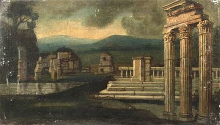 Vedutas de ruinas romanas
Pareja de cuadros, vedut