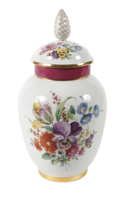 Grand vase à couvercle KPM Berlin, décor floral
di