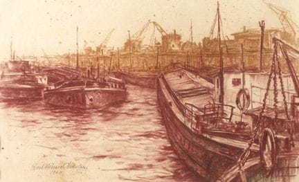 Karl Hänsel, En el puerto
Vista de varios buques d