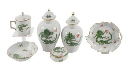 Lot de Meissen « Dragon vert du matin » 
six pièce