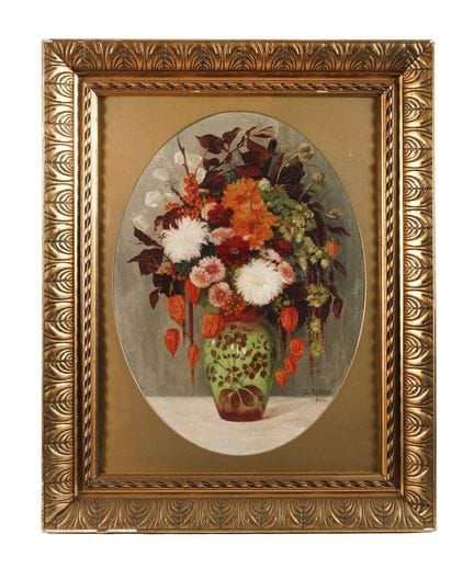 G. Richter, Mazzo di fiori
su una coperta bianca l