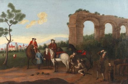 Caballeros en la herrería
Tres caballeros con sus 