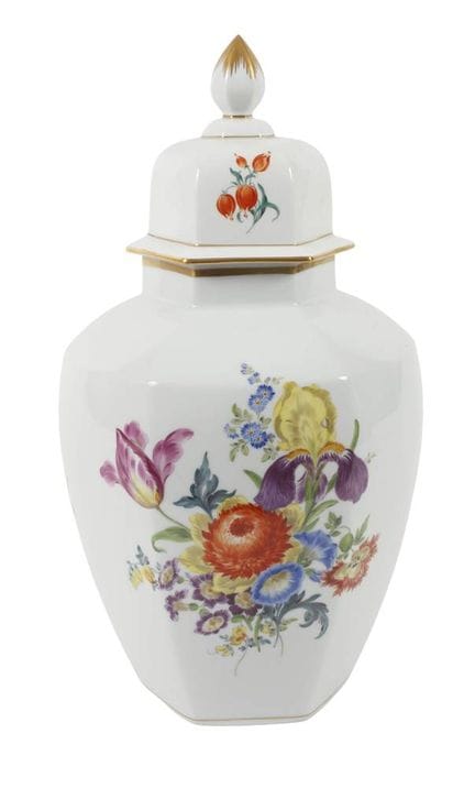 Grand vase à couvercle de Meissen « Bouquet de fle