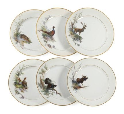 Six assiettes de table de Meissen ornées de motifs
