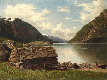Hans Schleich, Fiordo norvegese
capanne di pietra 