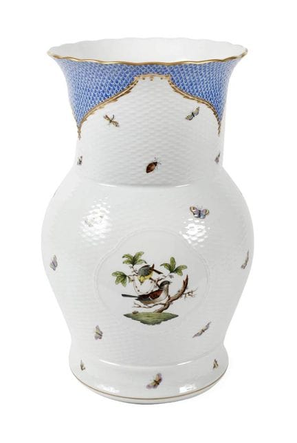 Vase de sol Herend (Hongrie) « Rothschild Bird Blu