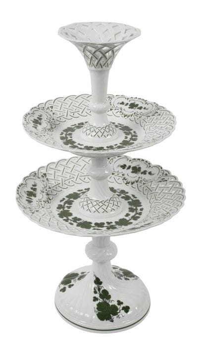 Grand centre de table de Meissen, décor de feuille