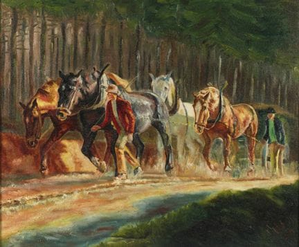 Lill, Carri trainati da cavalli nel bosco 
carro t