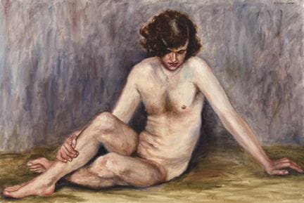 Käthe Reher-Conradi, Nudo seduto
su uno sfondo vio