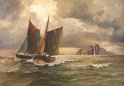 E. R. Schürmann, Navi a vela al largo di Helgoland