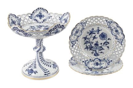 Meissen, ensemble de trois pièces ajourées « motif