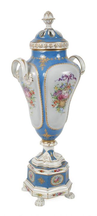 Potschappel Dresde, grand vase à pot-pourri 
de st