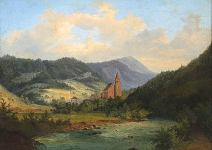 Georg Geyer, atribuido, Paisaje alpino
Iglesia de 
