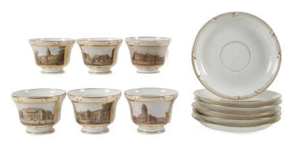KPM Berlin, six tasses à vue 
marques « sceptre » 