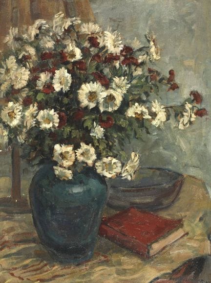 Albert Heinzinger, Natura morta con fiori
su un ta
