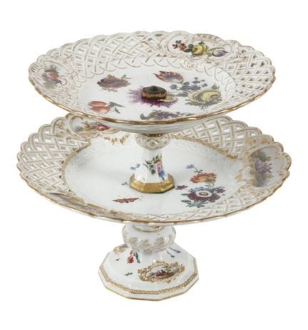 Étagère de Meissen, peinture florale et de watteau